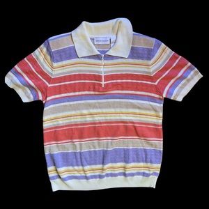 Alfred Dunner 70’s Half Zip Striped Sweater